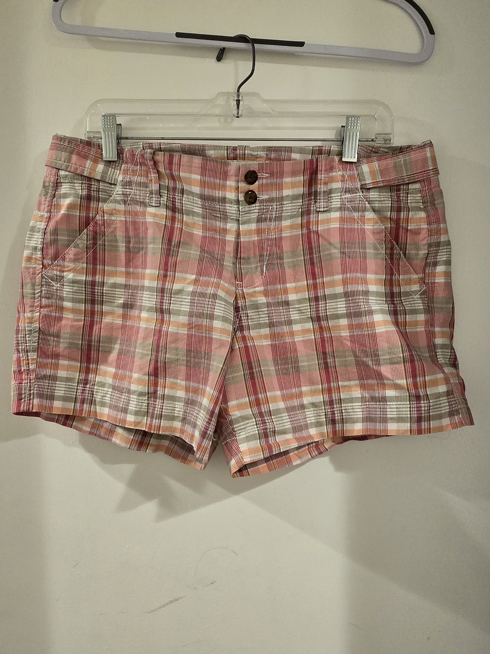 Women’s Pink Plaid Cotton Shorts